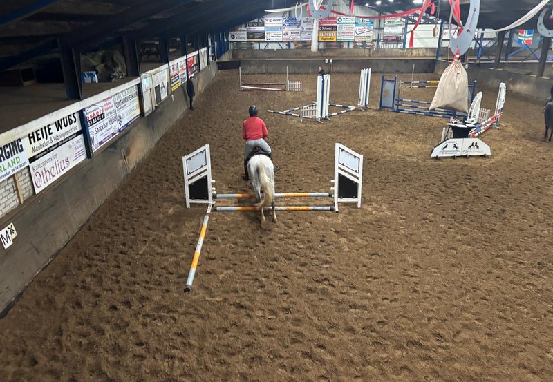 27-01-26 V.H.V. Jonge springpaarden opleiding op dinsdagavond in de manege. Foto: Bé Wilzing
